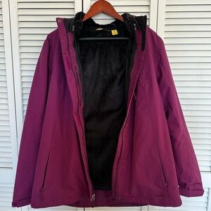 Cabela’s Fleece Lined Hooded Jacket Women XL Purple Outdoor Coat